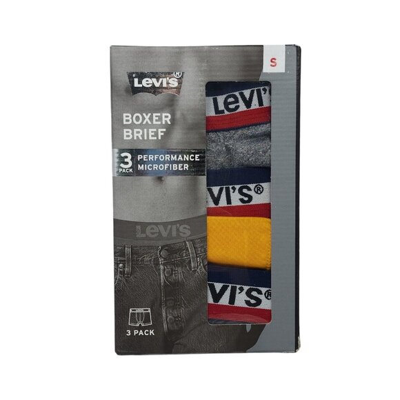 Levi's Boxer Brief Size S Performance Microfiber 3 Pk Gray Orange Navy 6" Inseam - Picture 6 of 6